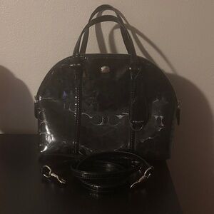 Coach Black Patent Leather Signature Dome Satchel